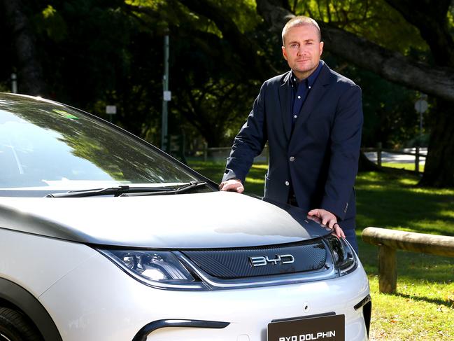 BYD AustraliaÃ highly anticipated new DOLPHIN electric hatchback is set to become AustraliaÃs most affordable EV, EVDirect.com CEO Luke Todd pictured with the new BYD Dolphin EV Fairfield Thursday 22nd June 2023 Picture David Clark