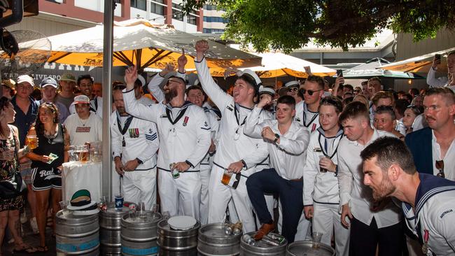 ADF personnel crowd into Darwin pubs to celebrate Anzac Day. Picture: Pema Tamang Pakhrin