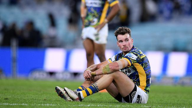 A dejected Clint Gutherson after Parramatta’s loss to Canterbury.