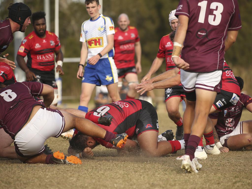 USE FOR NUMBER ONLY GCDRU major semi final between Colleges Knights and Nerang Bulls. Picture: Glenn Campbell