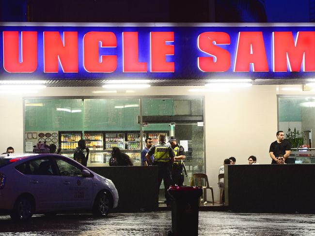 Northern Territory Police attend an incident at Uncle Sams in the morning after New Years Eve celebrations in Darwin.