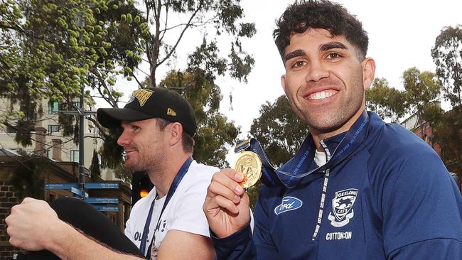 Cotton On is a sponsor of the Geelong Football Club. Premiership player Tyson Stengle in Cotton On sponsored Cats gear. Picture: Alan Barber