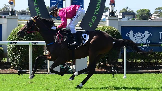 Perilous Love (James Orman) wins by 5¼ lengths at Doomben in March. Photo: Grant Peters, Trackside Photography