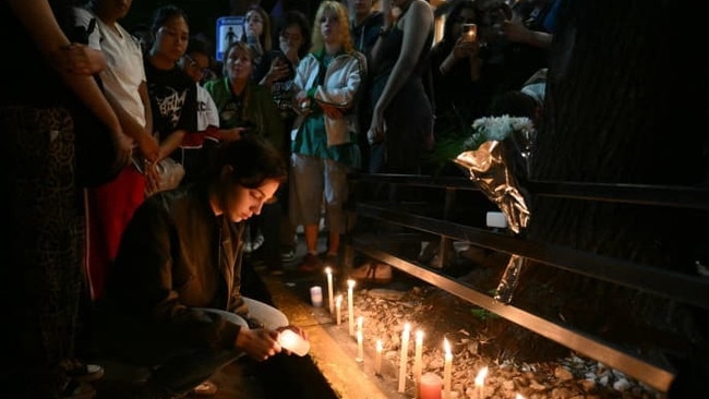 Fans gathered in memoriam near the hotel where Liam Payne died in Argentina. Picture: AFP/Getty Images