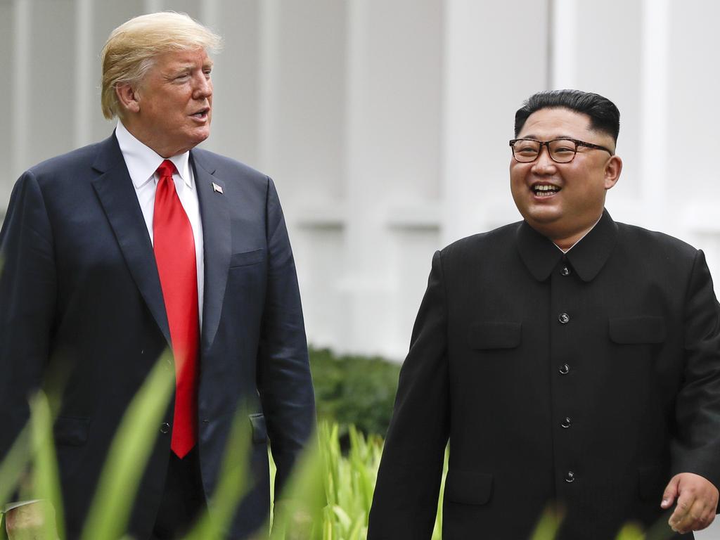 The US President, pictured with Kim at their June summit in Singapore, has been accused of ignoring human rights abuses and failing to make any progress towards achieving peace on the Korean Peninsula. Picture: AP Photo/Evan Vucci, File 