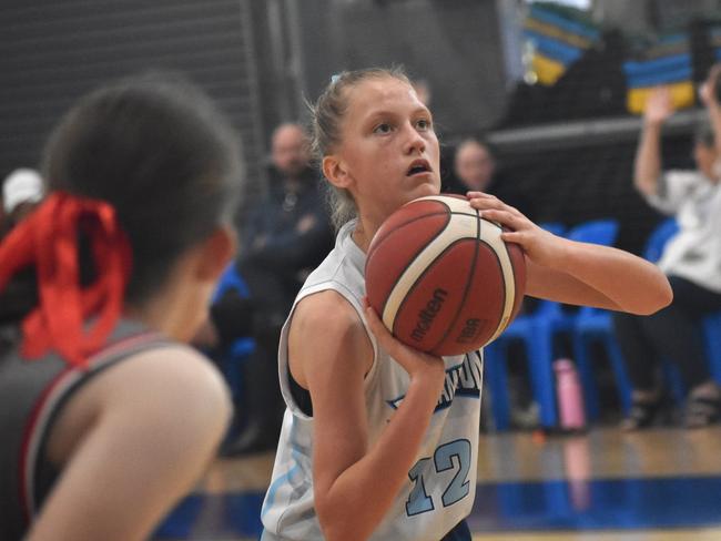 Basketball Queensland under-14 girls state championships, Division 2, Rockhampton Cyclones versus RedCity Roar at Bravus Arena in Rockhampton on July 1, 2024.