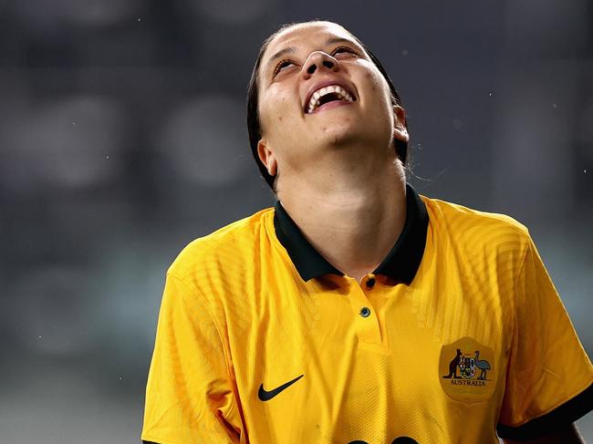 Sam Kerr is set to break Tim Cahill’s record. Picture: Cameron Spencer / Getty Images