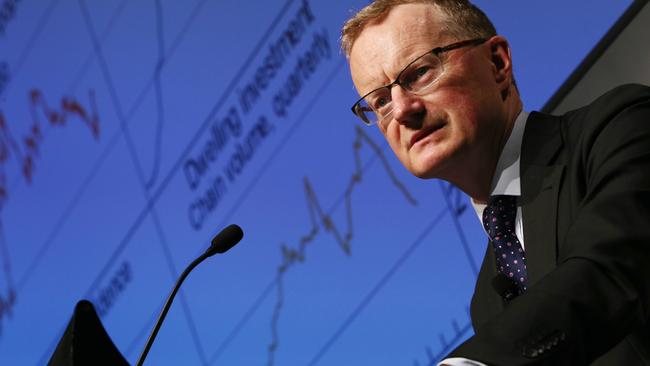 Philip Lowe, governor of the Reserve Bank of Australia (RBA), speaks during an event organized by the American Chamber of Commerce in Perth, Australia, on Thursday, Sept. 21, 2017. Lowe said the nation's economy "does look to be improving," while adding the key to future prosperity involves higher productivity and greater flexibility. Photographer: Sergio Dionisio/Bloomberg via Getty Images