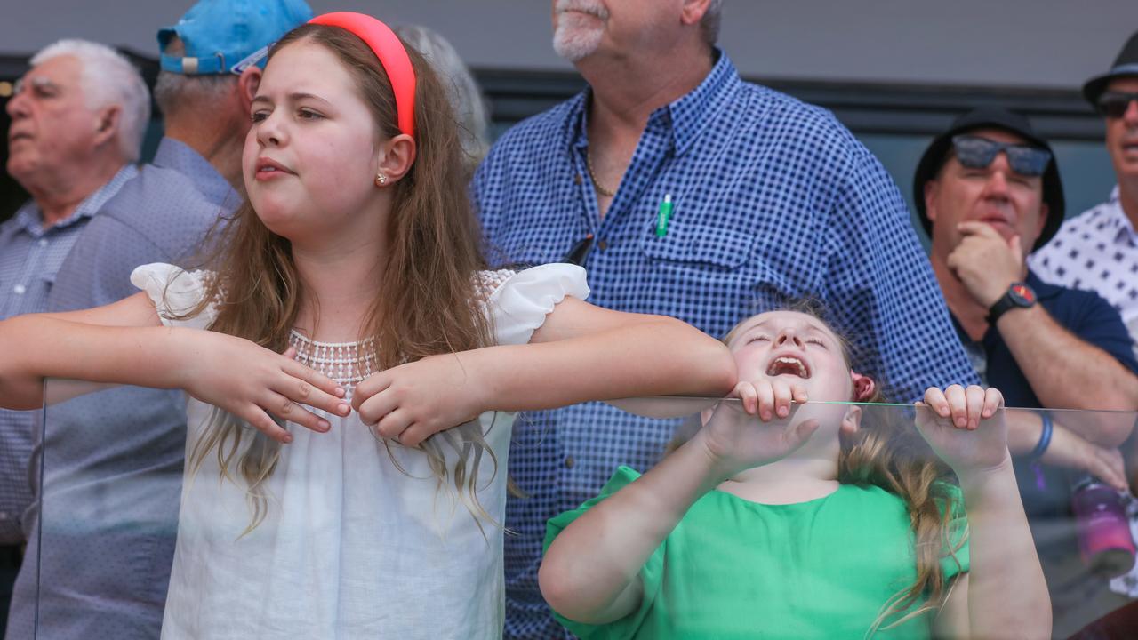 Having a ball at The Great Northern Darwin Cup at Fannie Bay Turf Club Eliza Forrest 11 and Rose Forrest 9. Picture: Glenn Campbell