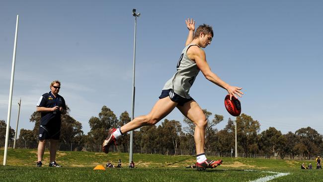 Dustin Martin impresses in the kicking test at draft camp.