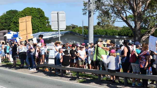 Bribie Bridge pelican protest on Saturday.