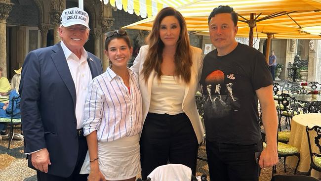 Donald Trump, Kai Trump, Caitlyn Jenner and Elon Musk the day after the presidential election. Picture: X