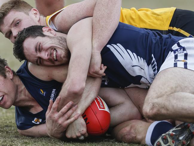 MPNFL football Div 1: Frankston YCW v Edi-Aspendale. Liam Hulett (Edi-Asp).  Picture: Valeriu Campan