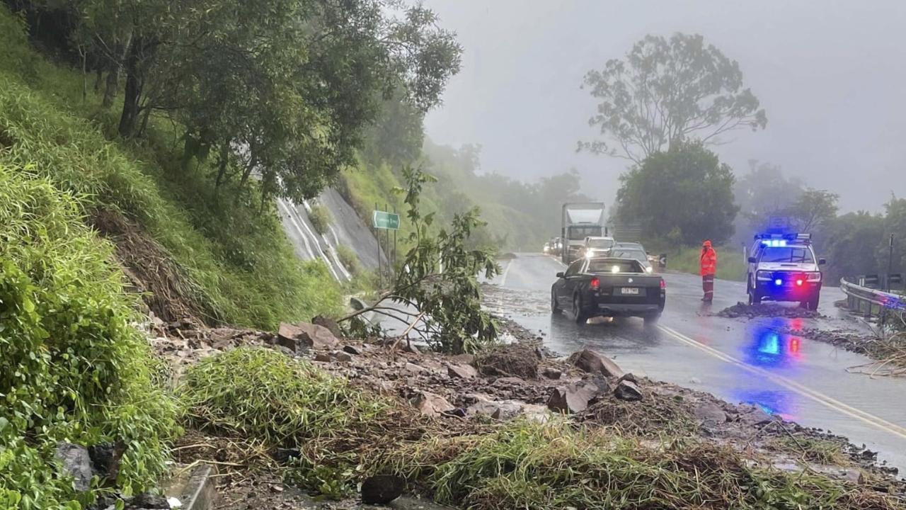 Another good reason to stay off the roads. A landslip on Landsborough Maleny Road. Photo: Sunshine Coast State Emergency Service