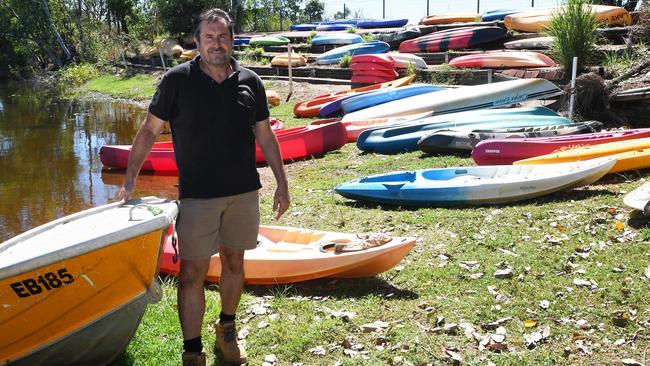 De Lago Resort on Lake Bennett owner Andrew Gunn in happier times. Picture: Katrina Bridgeford.