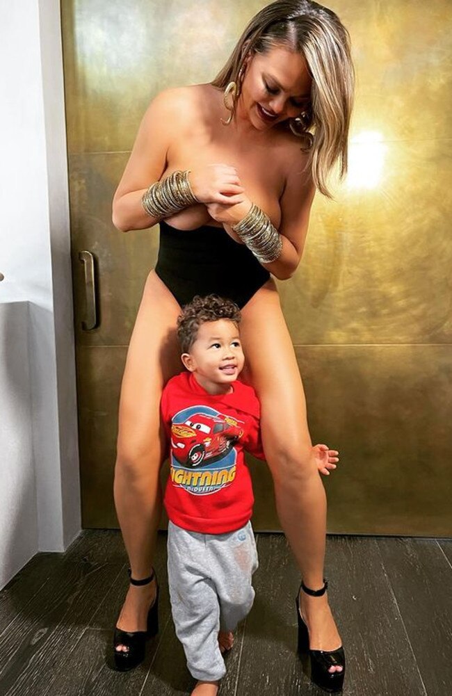 Chrissy Teigen and her son Miles.