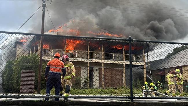 A two storey home fully engulfed in flames on Saturday afternoon, January 7.