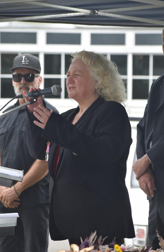 RSL Yandina-Eumundi branch president Tracey Gilmartin speaking at Yandina.