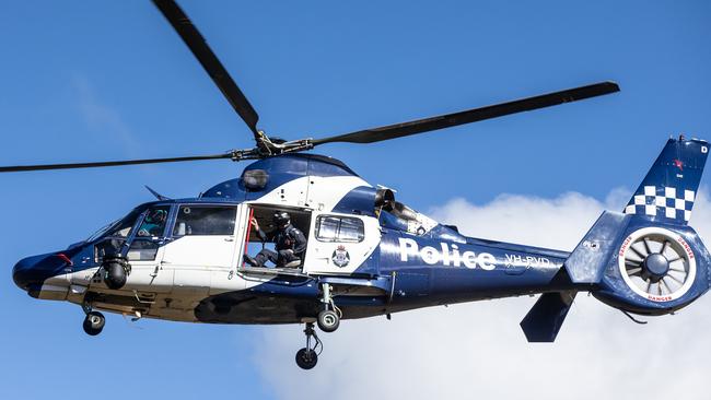 The police air wing was called in to help catch two teenagers in an allegedly stolen car. Picture: Sarah Matray