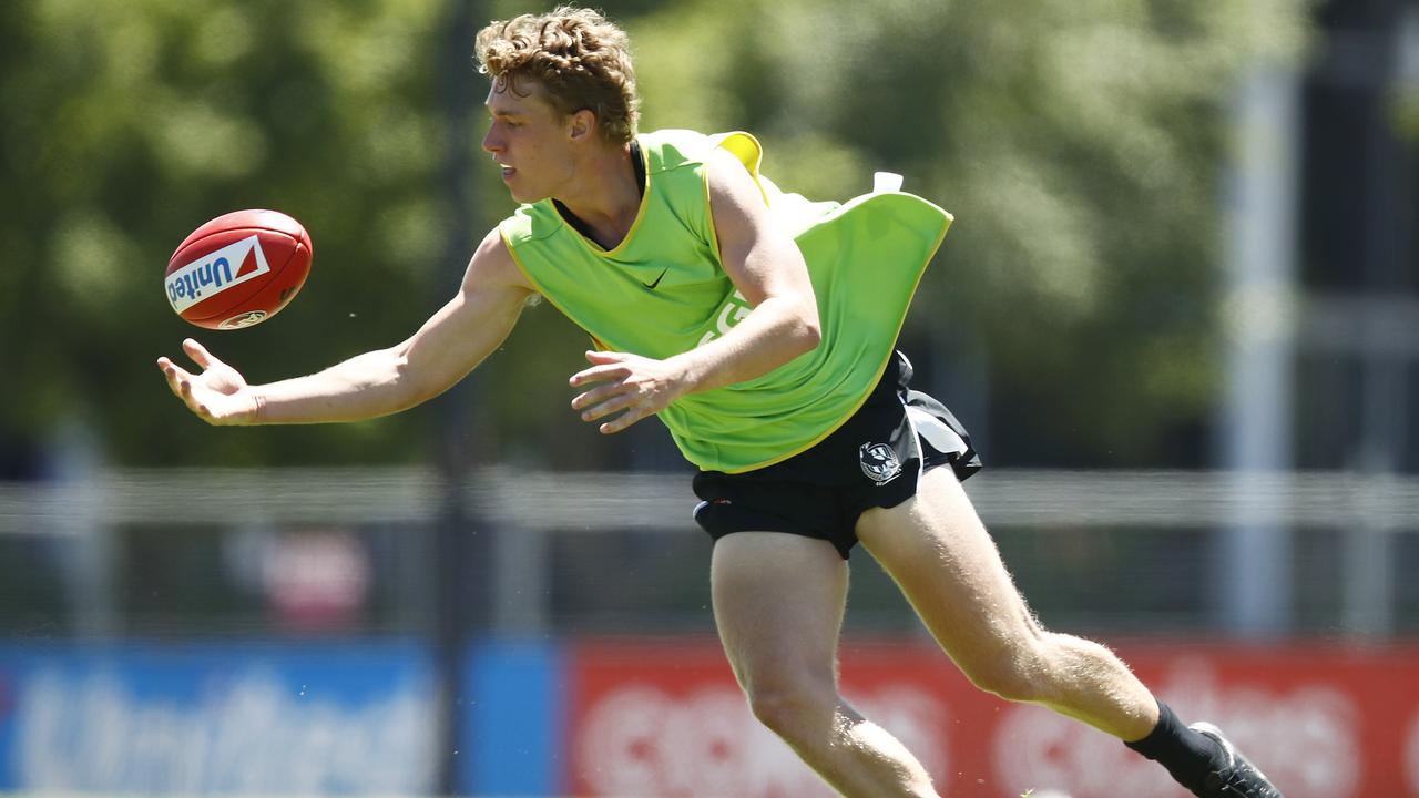 Jackson Macrae’s younger brother, Finlay is his first pre-season at Collingwood and is in 41 per cent of teams. Picture: Daniel Pockett/Getty Images