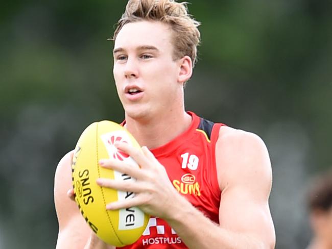 Gold Coast Suns training at Riverway Stadium. Tom Lynch. Picture: Alix Sweeney