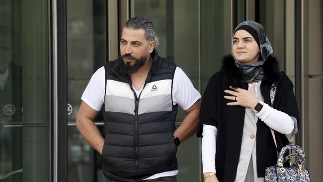Odai Al Fayoumi, left, father of Wadee Al Fayoumi, who was murdered by Joseph Czuba, walks out of the Will County Courthouse. Picture: AP