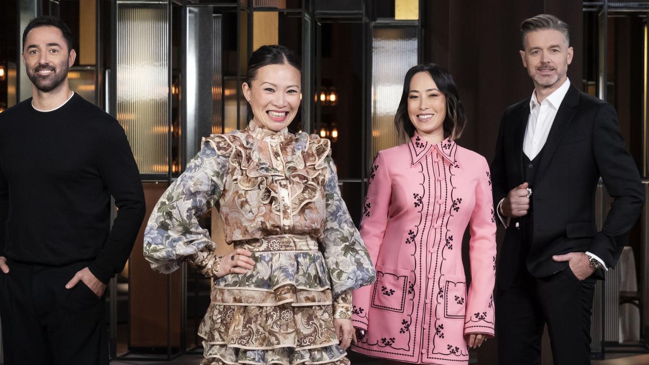 MasterChef Australia episode six. Judges Andy Allen, Melissa Leong and Jock Zonfrillo and ‘Fan Favourite’ mentor, Poh Ling Yeow. Picture: Supplied by Network Ten