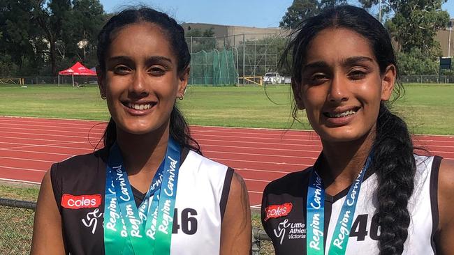 Talented Pole Vault sisters Khushnoor and Sukhnoor Rangi. Picture: Supplied