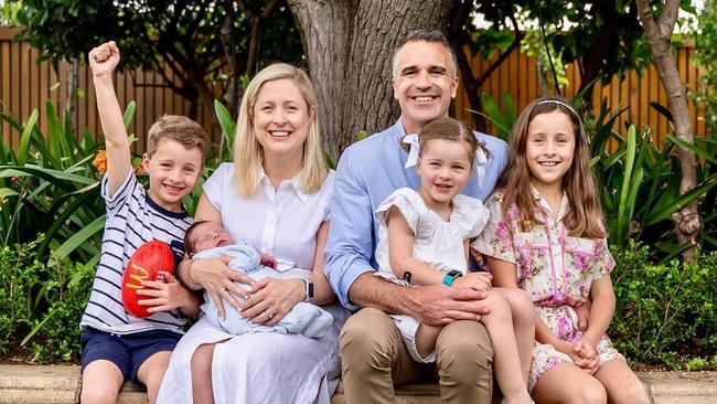 Peter Malinauskas and family – wife Annabel, Sophie, Jack and baby George. Picture: Instagram