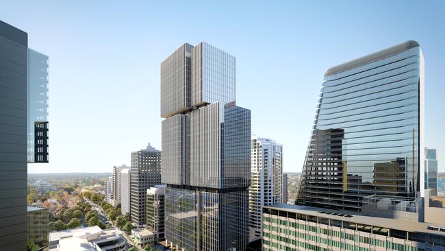 Artists impression of the 40 storey high-rise development to be built over the Victoria Cross Metro station at North Sydney. Source: NSW Government