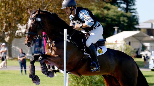 Three-time Olympic medallist Shane Rose on Virgil during the Cross Country 5 star event. Picture: NCA NewsWire / Kelly Barnes