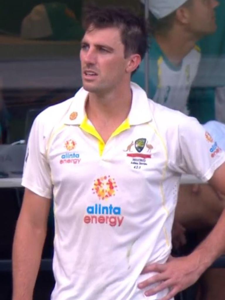 Australian captain Pat Cummins looks on. Picture: Fox Sports.