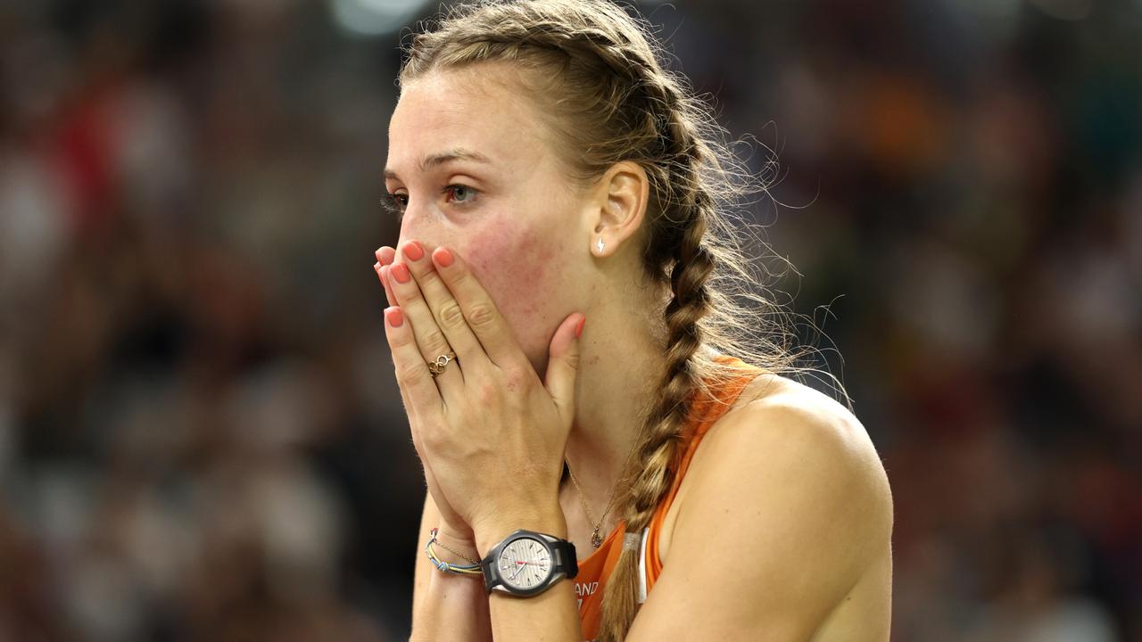 Femke Bol’s face said it all. Photo by Patrick Smith/Getty Images.