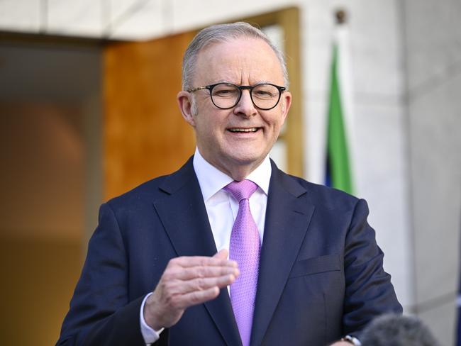 CANBERRA, AUSTRALIA  - NewsWire Photos - MAY 5, 2025:  Prime Minister Anthony Albanese holds a press conference at Parliament House in Canberra Picture: NewsWire / Martin Ollman