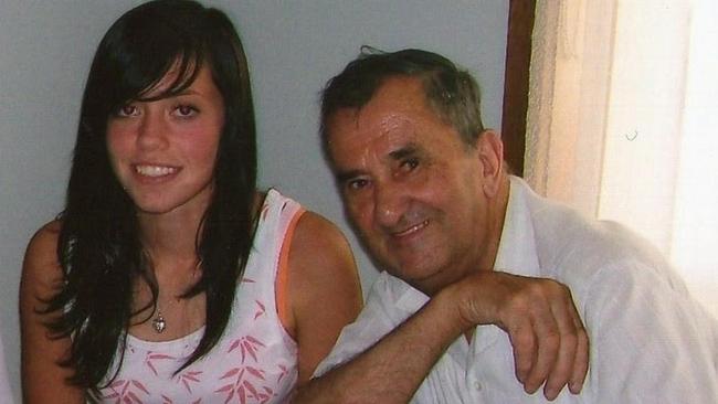 A teenage Kaitlyn Ashmore with her Pa Lawrence. Picture: Supplied