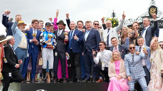 Presentation to connections of Gold Trip (FR) after winning the Lexus Melbourne Cup at Flemington Racecourse. (Photo by Reg Ryan/Racing Photos via Getty Images)