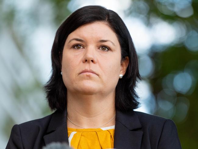 Minister for Health, Natasha Fyles gives a Northern Territory COVID-19 update off the back of Stage 3 restrictions easing over the long weekend.Picture: Che Chorley