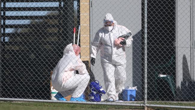 Cleaning gets underway at Parklands Christian College where one of the woman who tested positive worked. Picture: Tara Croser