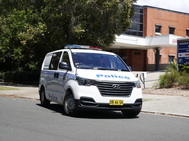 Police leave Bankstown Hospital on Wednesday in the wake of the video emerging. Picture: NewsWire / Nikki Short