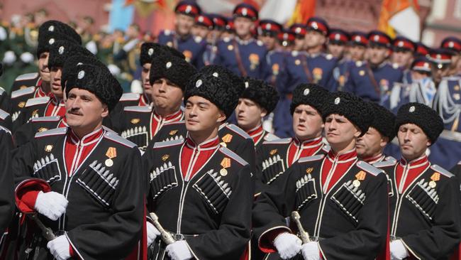 Russian cossacks march on Red Square during the Victory Day military parade. Picture: AFP.