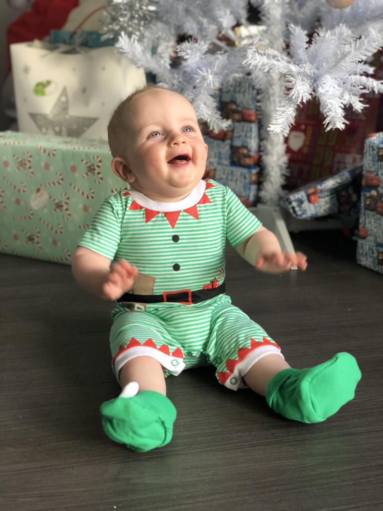 20/12/2018 - Beau Kennedy(mum trying to capture the perfect shot for her Christmas calendar, Beau thought it was great fun!) how adorable is this little Christmas elf? Picture: Zoe Taylor