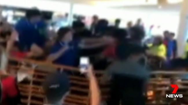 Children clash in the food court of Westfield Penrith. Picture: 7NEWS