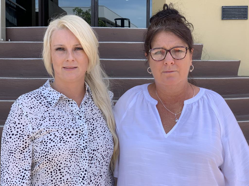 Shae Stinson and Nikki Brown, Casey Stinson-Brown's sister and mother outside court after the coronial inquest held in March 2021 into the 19 year old's death. Picture: Janessa Ekert