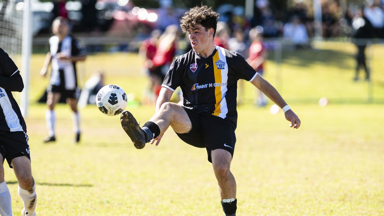 Flynn Brannelly of West Wanderers against Willowburn in U23 men FQ Darling Downs Presidents Cup football at West Wanderers, Sunday, July 24, 2022. Picture: Kevin Farmer