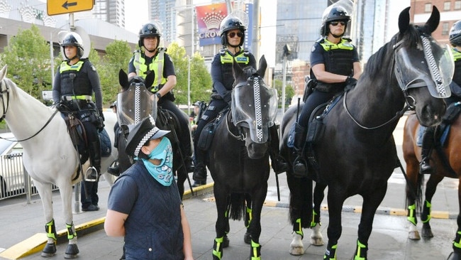 Climate Change activists blockade the IMARC conference at the Melbourne Exhibition Centre for a third day of protest. Picture: Jake Nowakowski.