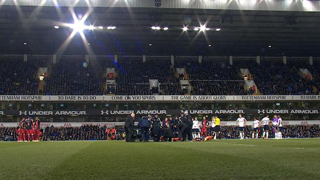 Medics worked on the Swansea striker.