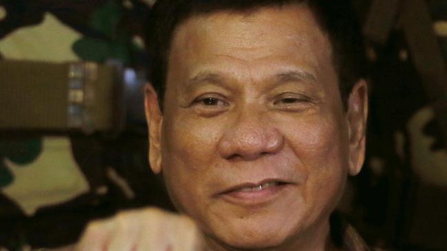 Philippine President Rodrigo Duterte insists he hasn’t approached the US for help in his country’s fight against an Islamist insurgency. Picture: Bullit Marquez/AP