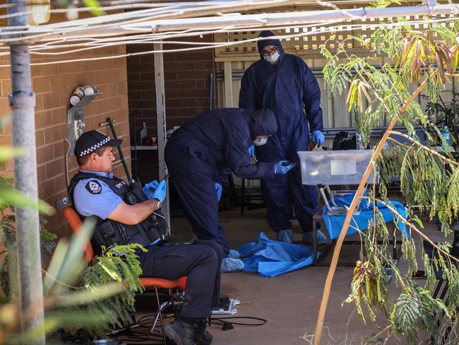 Police forensics search the house where Cleo Smith was found. Picture: Colin Murty