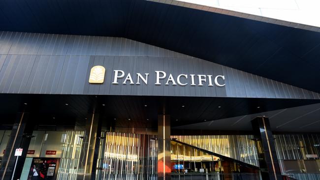 The Pan Pacific Melbourne Hotel at 2 Convention Centre Place, South Wharf. Picture: Andrew Henshaw