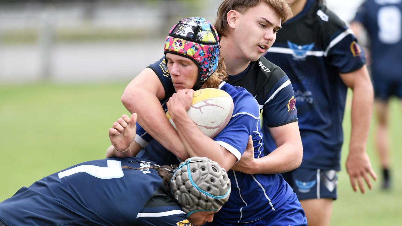 RUGBY LEAGUE: Justin Hodges and Chris Flannery 9s Gala Day. Grand final, Caloundra State High School V Redcliffe State High, year 12. Picture: Patrick Woods.